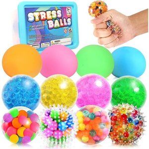 12Pack Stress Balls for Kids and Adults, Squishy Fidget Balls with Water Beads